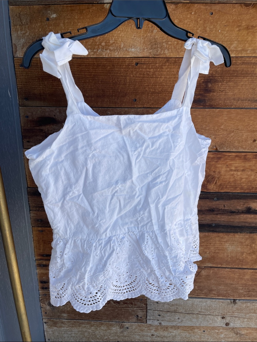 Copper Key White Eyelet Peplum Tie-Shoulder Camisole